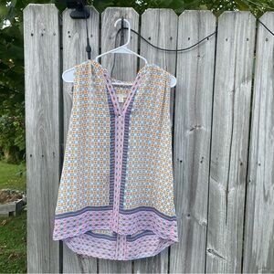 Saint Tropez West Geometric Floral Blouse - Yellow and Pink